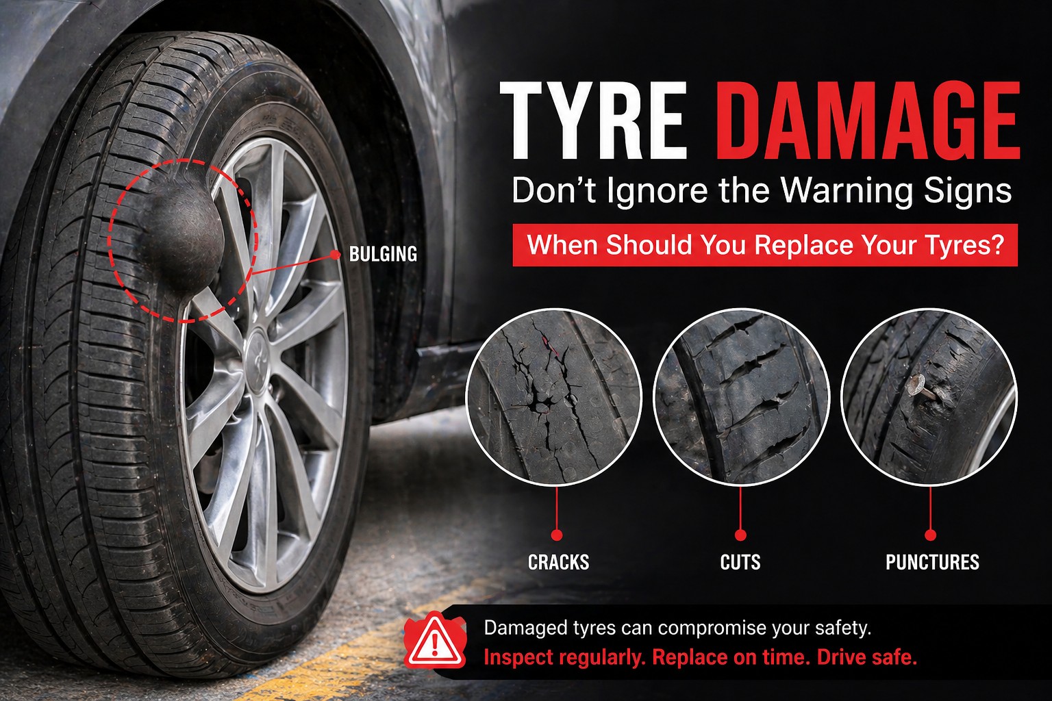 Tyre Bulging, Cracks, and Damage: When Should You Replace Your Tyres?