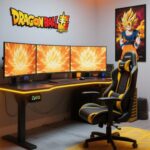 How do anime-themed desk setups create a more immersive space
