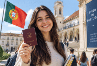 Portugal student visa application guide showing international students preparing documents for studying in Portugal